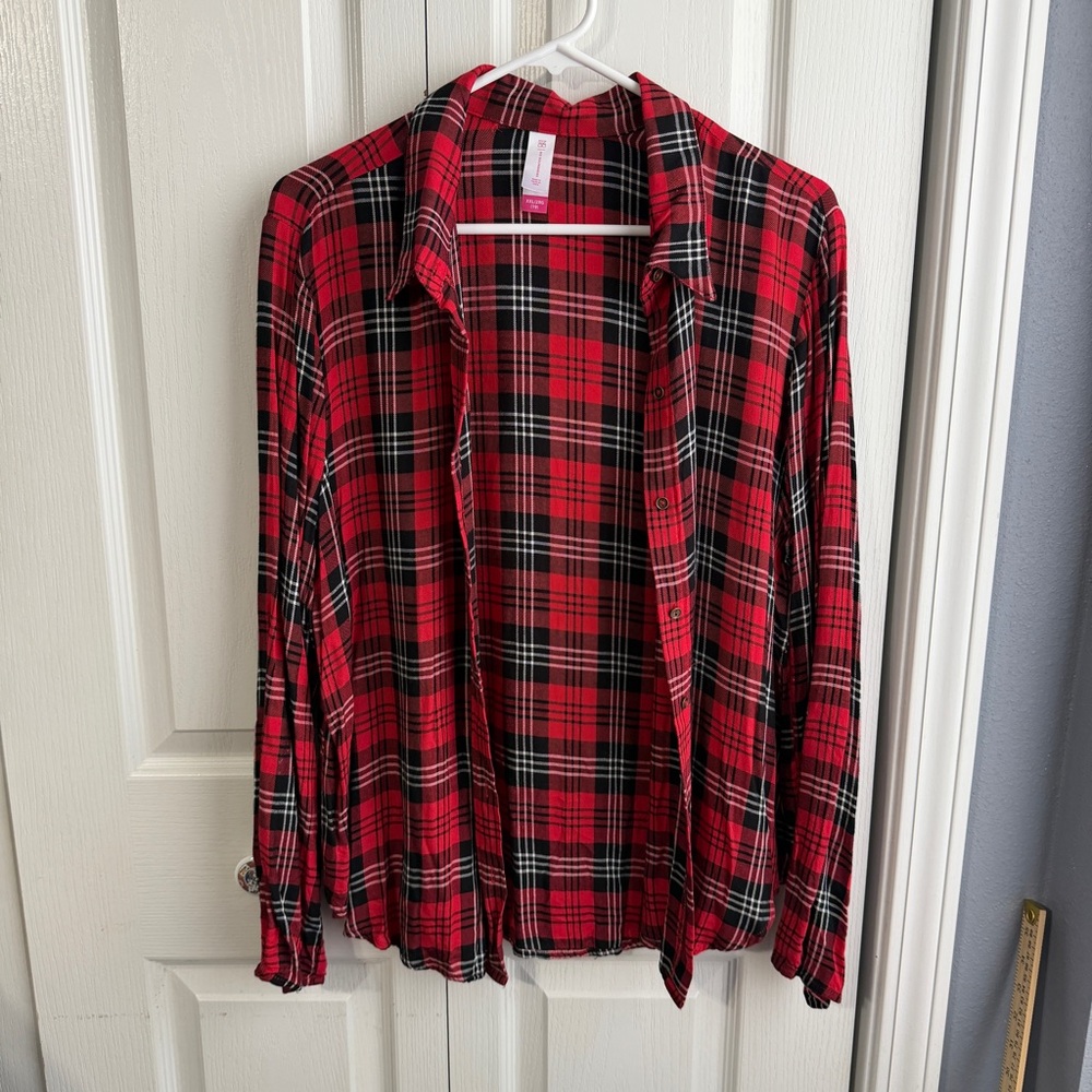No Boundaries black red‎ white plaid flannel size XXL 19